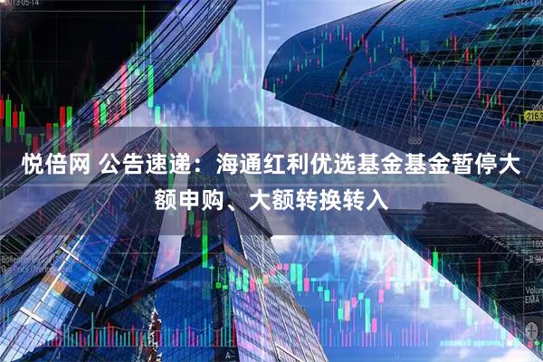 悦倍网 公告速递：海通红利优选基金基金暂停大额申购、大额转换转入